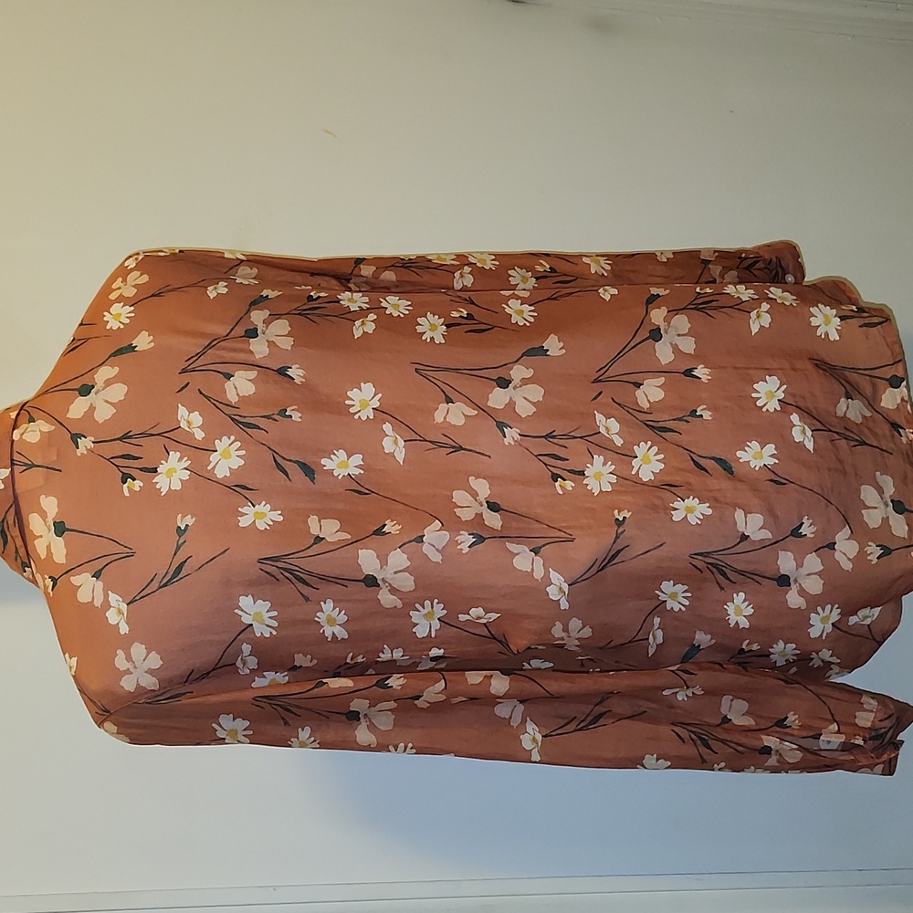 Sezane Rust Brown Floral Button-Up Blouse - Picture 3 of 7
